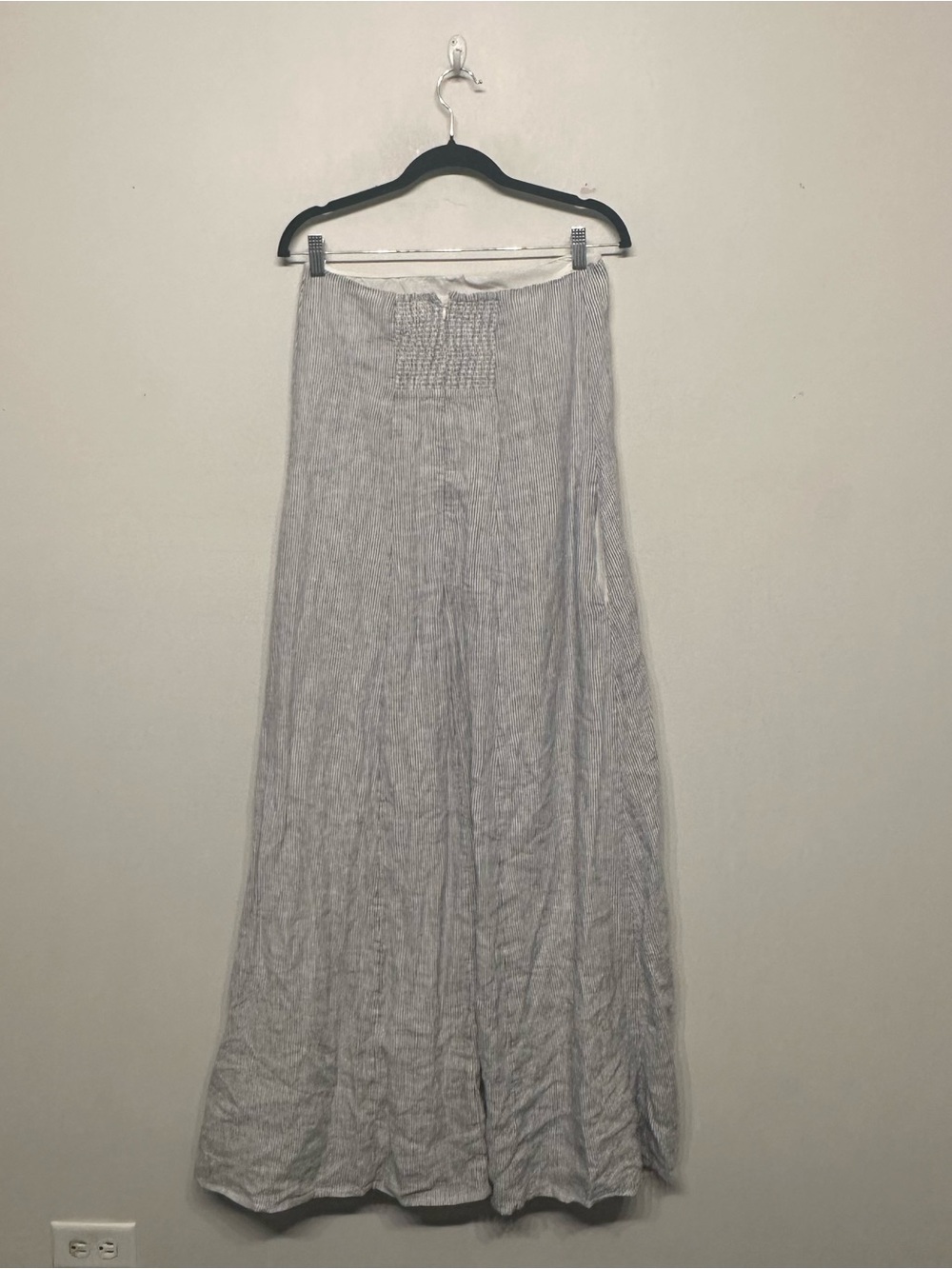 Quince 100% European Linen Strapless Maxi Dress Blue Pinstripe Small - Picture 6 of 9